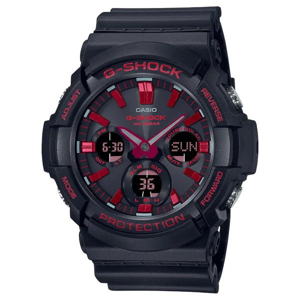 Casio G-Shock GAS-100BNR-1ADR Ignite Red Tough Solar Black Dial 52mm Resin Strap Men's Watch
