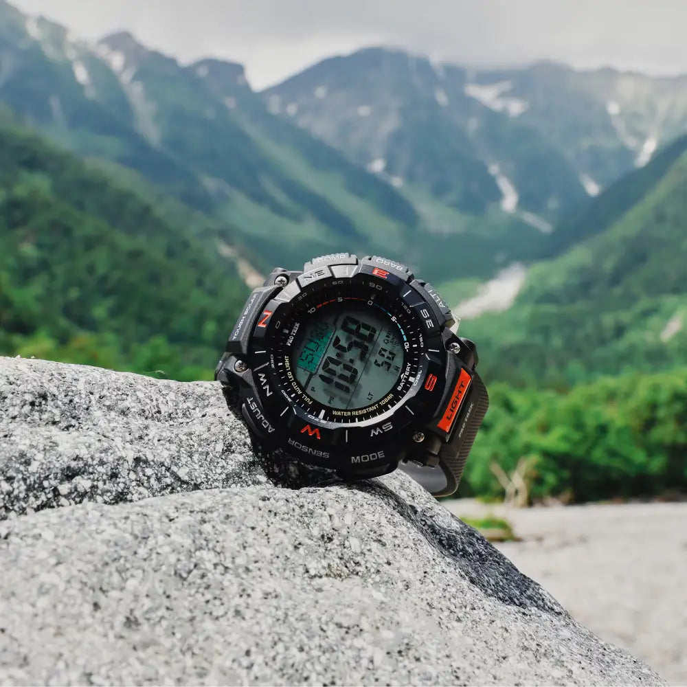 Casio ProTrek PRG-340-1DR Digital Tough Solar Triple Sensor Black Digital Dial 51.7mm Resin Strap Men's Watch