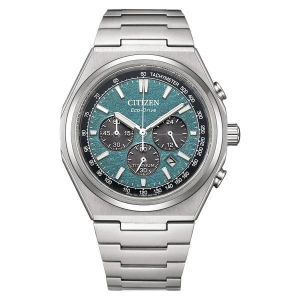 Citizen Eco-Drive Chronograph CA4610-85X Green Dial 42.5mm Titanium Men's Watch