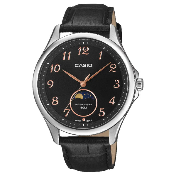 Casio Classic MTP-M110L-1A Analog (New Model) Moon Phase Brown Dial Leather Strap Men's Watch
