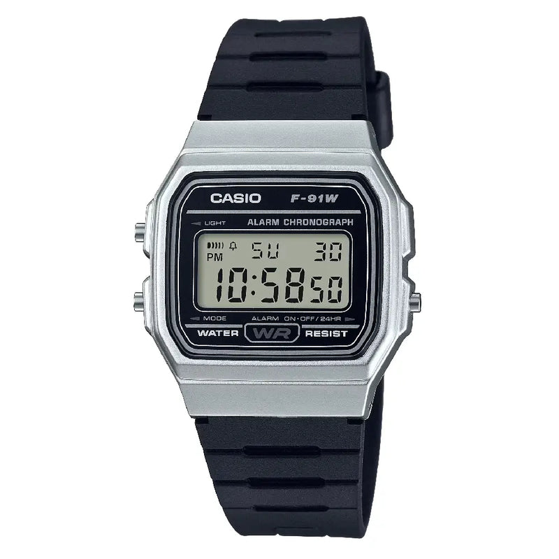 Casio Vintage Digital F-91WM-7ADF Silver Dial Resin Strap Unisex Watch