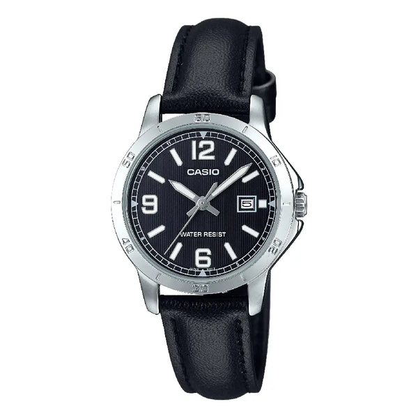 Casio Standard Analog LTP-V004L-1BUDF Black Dial Leather Strap Women's Watch