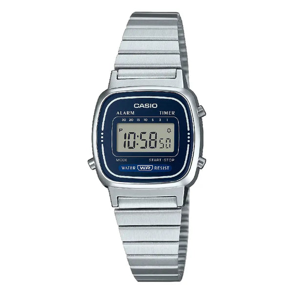 Casio Vintage Digital LA670WA-2DF Blue Dial Stainless Steel Women's Watch