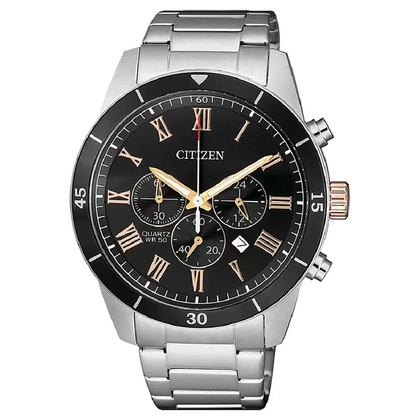Citizen Quartz Chronograph AN8168-51H Black/Grey Dial 44mm Stainless Steel Men's Watch