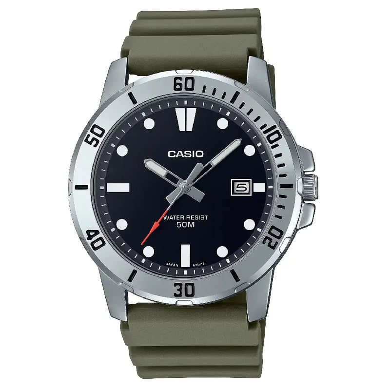 Casio Enticer Analog MTP-VD01-3EVUDF Black Dial Resin Strap Men's Watch