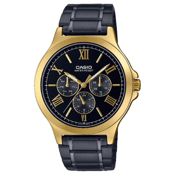 Casio Enticer MTP-V300GB-1AUDF Multi Hand Analog Black Dial Stainless Steel Men's Watch