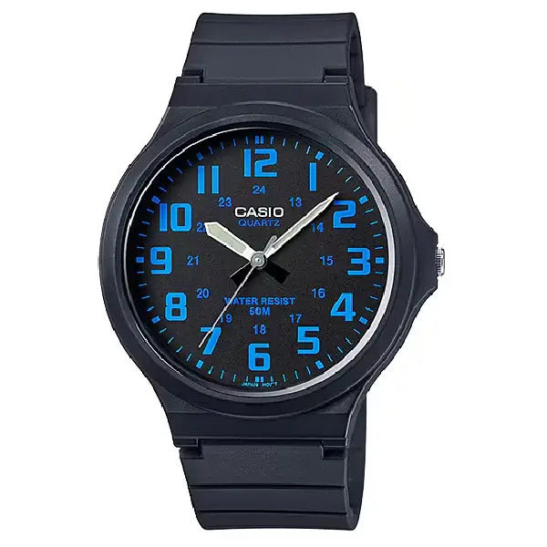 Casio Standard Analog MW-240-2BVDF Black Dial 43.6mm Resin Strap Men's Watch