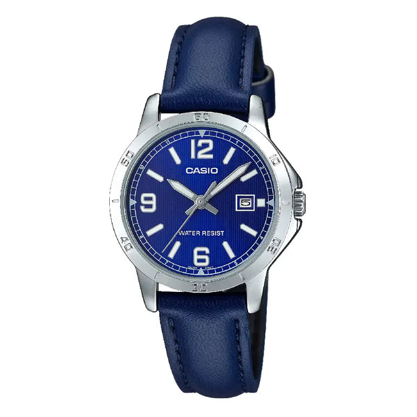 Casio Standard Analog LTP-V004L-2BUDF Blue Dial Leather Strap Women's Watch