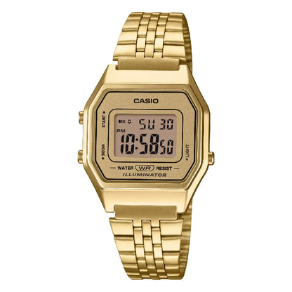 Casio Vintage Digital LA680WGA-9DF Gold Dial Stainless Steel Women's Watch