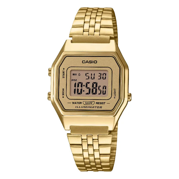 Casio Vintage Digital LA680WGA-9DF Gold Dial Stainless Steel Women's Watch
