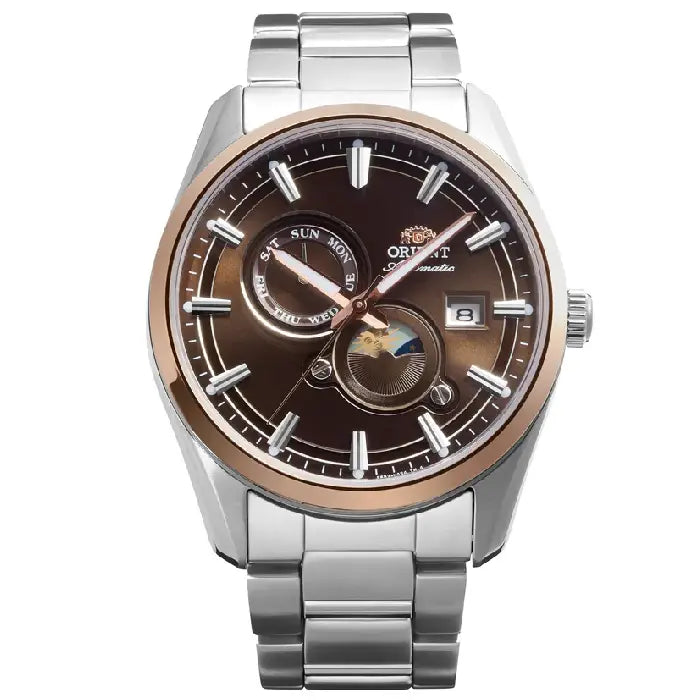 Orient Contemporary Sun And Moon Automatic RA-AK0313Y Brown Dial 41.5mm Stainless Steel Men's Watch