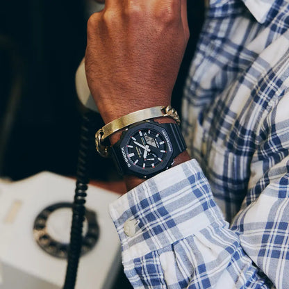 Casio G-Shock CasiOak Analog Digital GA-2100RL-1A Black Dial 45mm Resin Strap Men's Watch