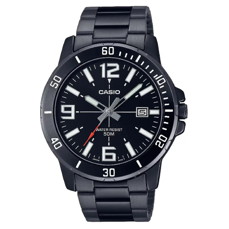 Casio Enticer MTP-VD01B-1BVUDF Date Analog Black Dial Stainless Steel Men's Watch