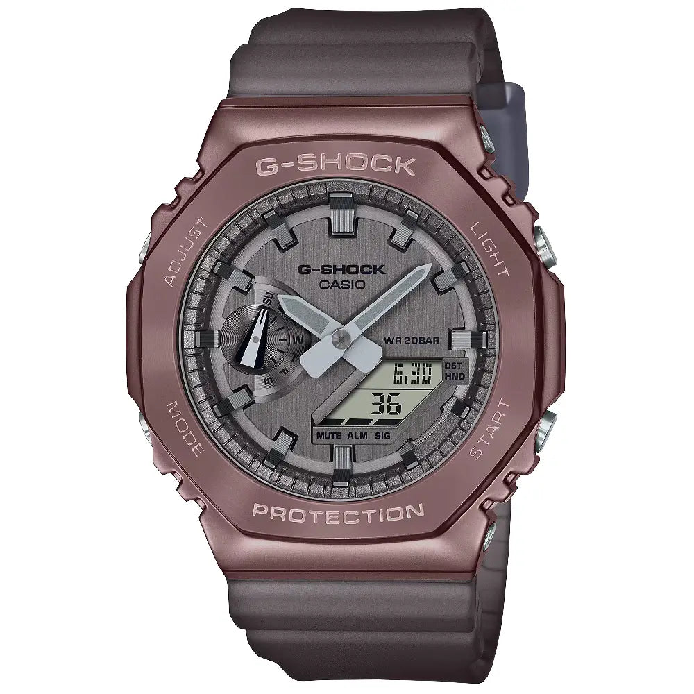 Casio G-Shock CasiOak Midnight Fog Analog Digital GM-2100MF-5A Brown Dial 44.4mm Resin Strap Men's Watch