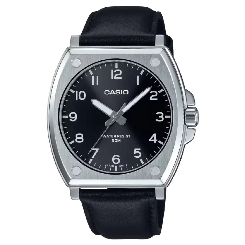 Casio Enticer Analog MTP-E730L-1AVDF Black Dial Leather Strap Men's Watch