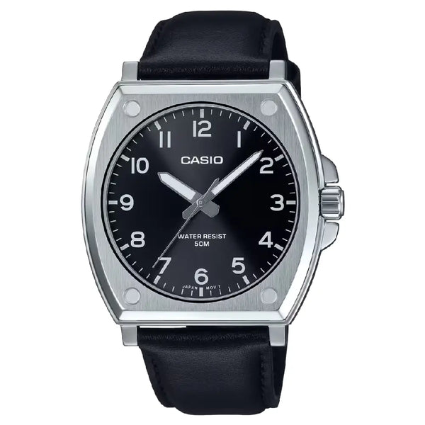 Casio Enticer Analog MTP-E730L-1AVDF Black Dial Leather Strap Men's Watch