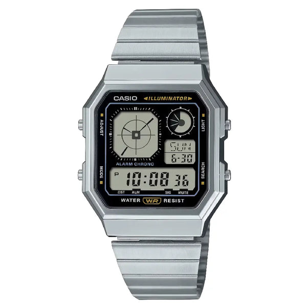 Casio Vintage Digital A130WE-1ADF Black Dial Stainless Steel Unisex Watch