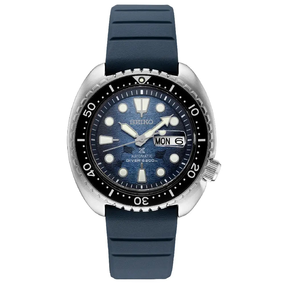 Seiko Prospex SRPF77K1 Automatic Diver "Save the Ocean" Special Edition Blue Dial 45.0mm Silicone Strap Men's Watch