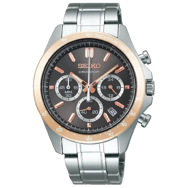 Seiko Spirit Chronograph SBTR026 Quartz Brown Dial 39.8mm Stainless Steel Men's Watch