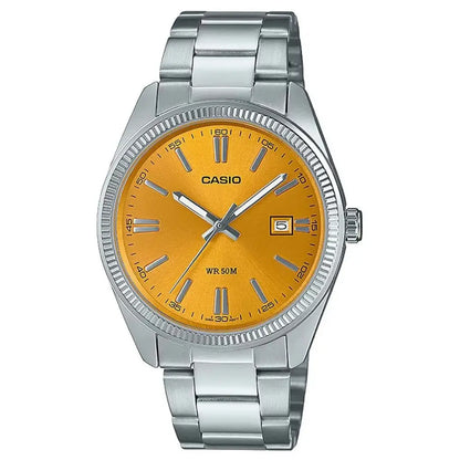 Casio Collection Analog MTP-1302PD-9AVEF Yellow Dial Stainless Steel Men's Watch