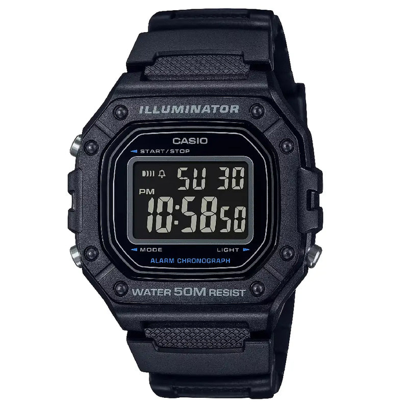 Casio Digital W-218H-1BVDF Black Display Dial Resin Strap Men's Watch