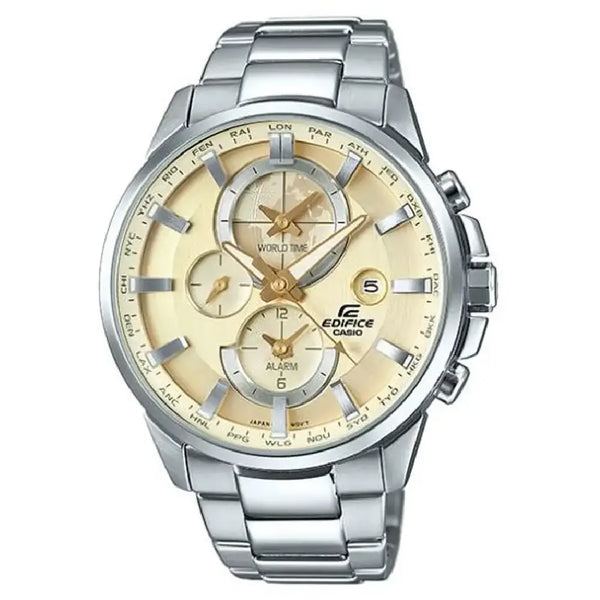 Casio Edifice ETD-310D-9AVUDF Analog World Time Cream Dial 46mm Stainless Steel Men's Watch