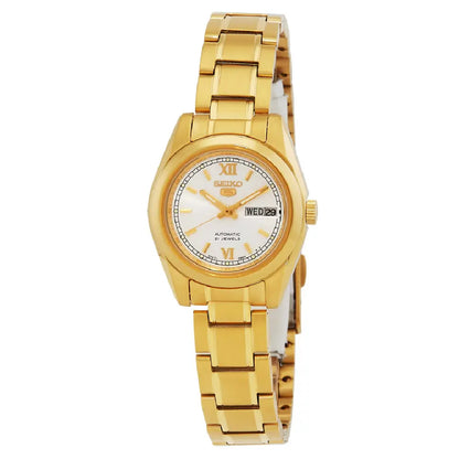 Seiko 5 Automatic SYMK30K1 White Dial 25mm Gold-Tone Stainless Steel Women's Watch