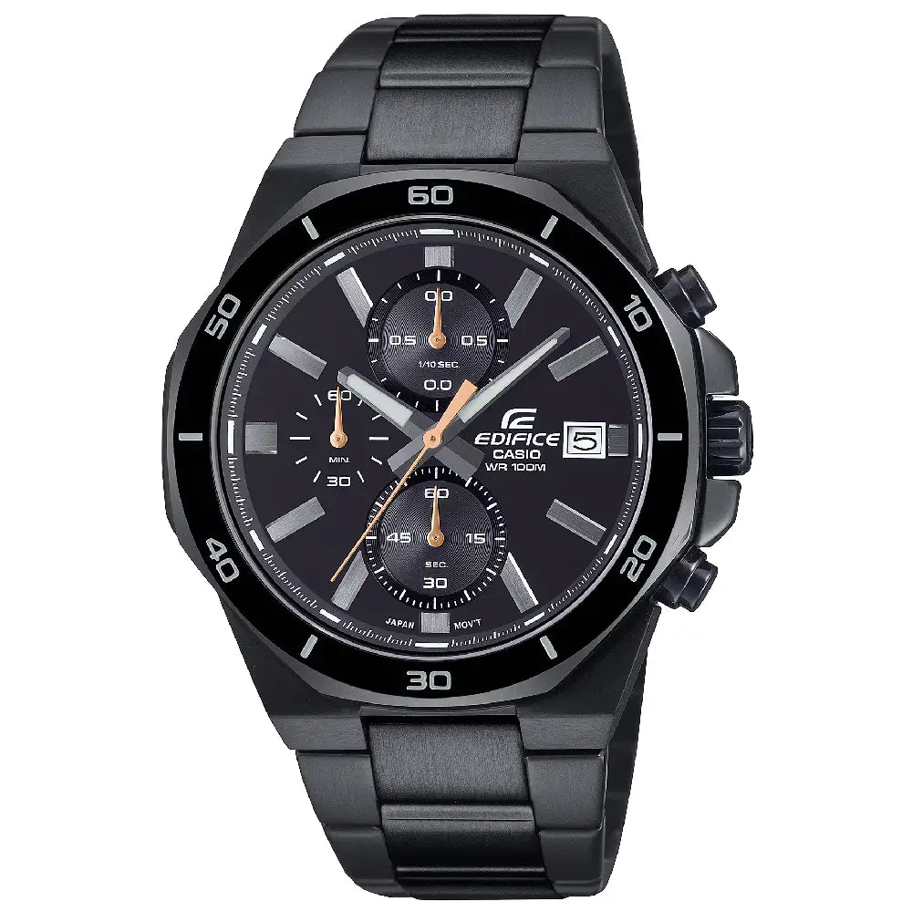 Casio Edifice EFV-640DC-1A Octagonal Bezel Black Dial 44.3mm Stainless Steel Men's Watch