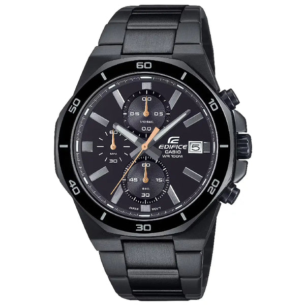 Casio Edifice EFV-640DC-1A Octagonal Bezel Black Dial 44.3mm Stainless Steel Men's Watch