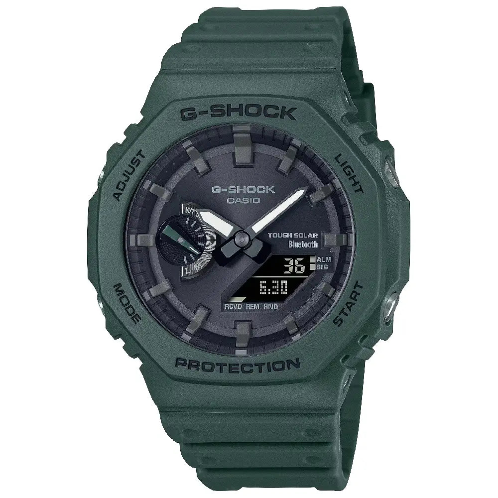 Casio G-Shock CasiOak Bluetooth Solar Analog Digital GA-B2100-3A Green Dial 45.4mm Resin Strap Men's Watch