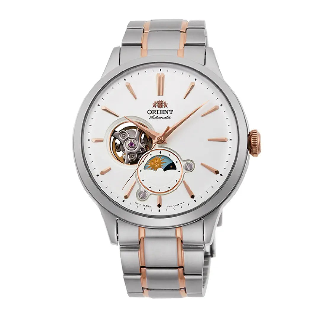 Orient Classic Sun & Moon Open Heart RA-AS0101S30B  White Dial 41.5mm Stainless Steel Men's Watch