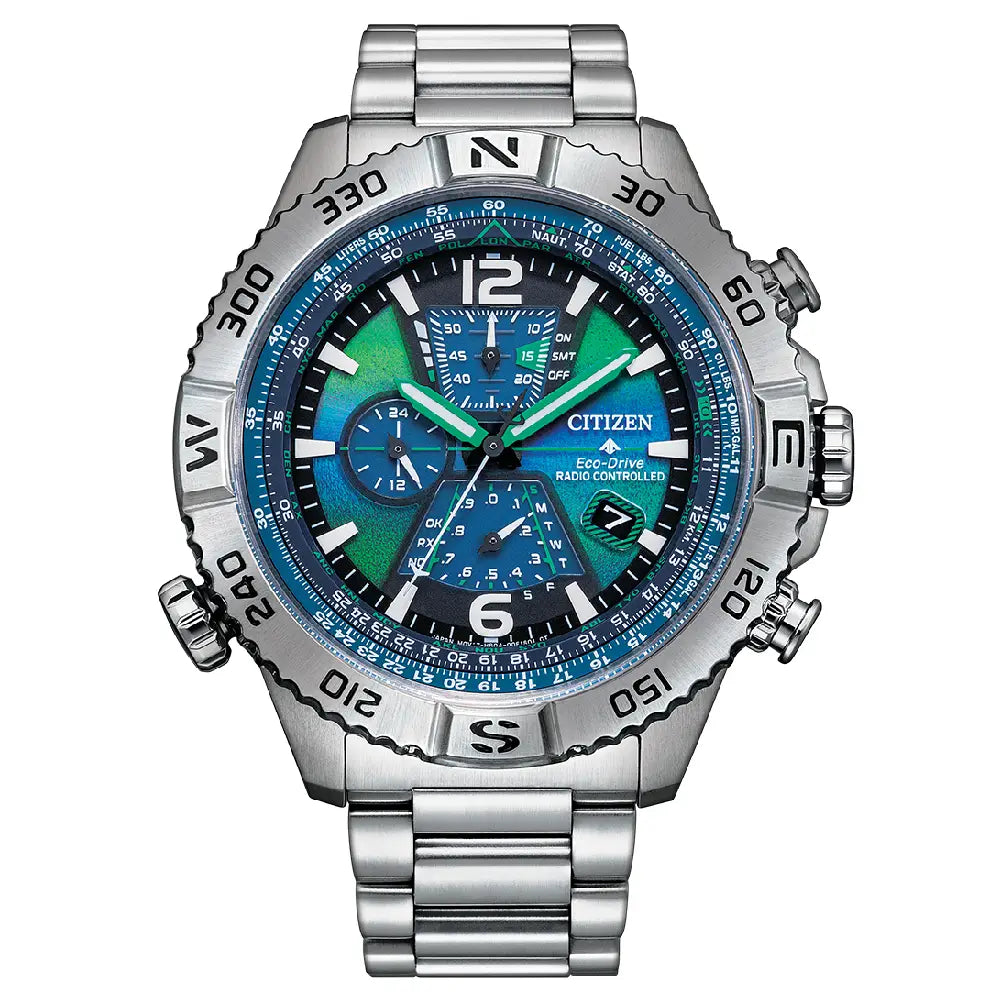 Citizen Promaster Navihawk A-T Limited Edition 48mm AT8220-55W Blue-Green Dial Stainless Steel Men's Watch