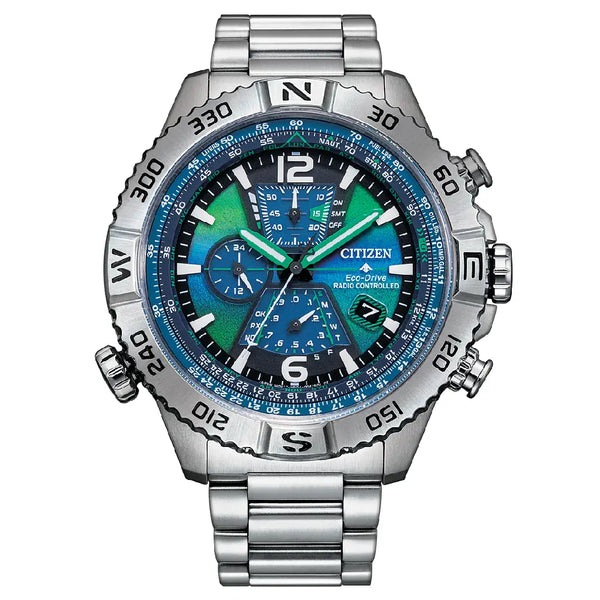 Citizen Promaster Navihawk A-T Limited Edition 48mm AT8220-55W Blue-Green Dial Stainless Steel Men's Watch