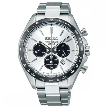 Seiko Selection Solar SBPY165 Chronograph "Panda" White Dial 42.2mm Stainless Steel Men's Watch