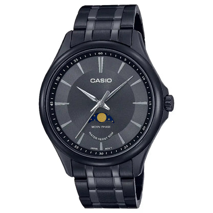 Casio Enticer MTP-M100B-1AVDF Moon Phase Analog Black Dial Stainless Steel Men's Watch