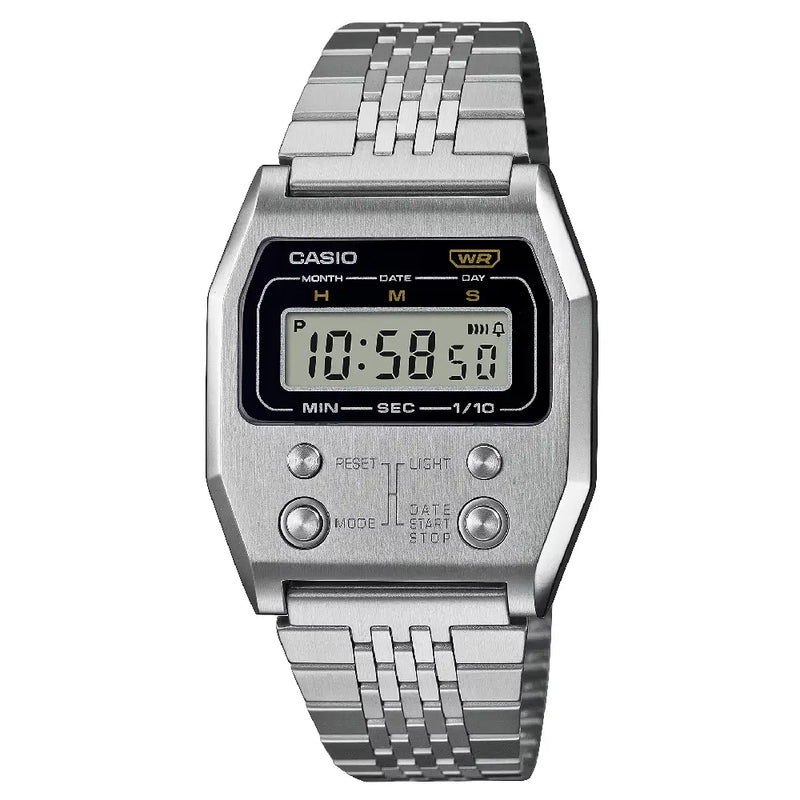 Casio Vintage Digital A1100D-1DF Grey Dial Stainless Steel Unisex Watch