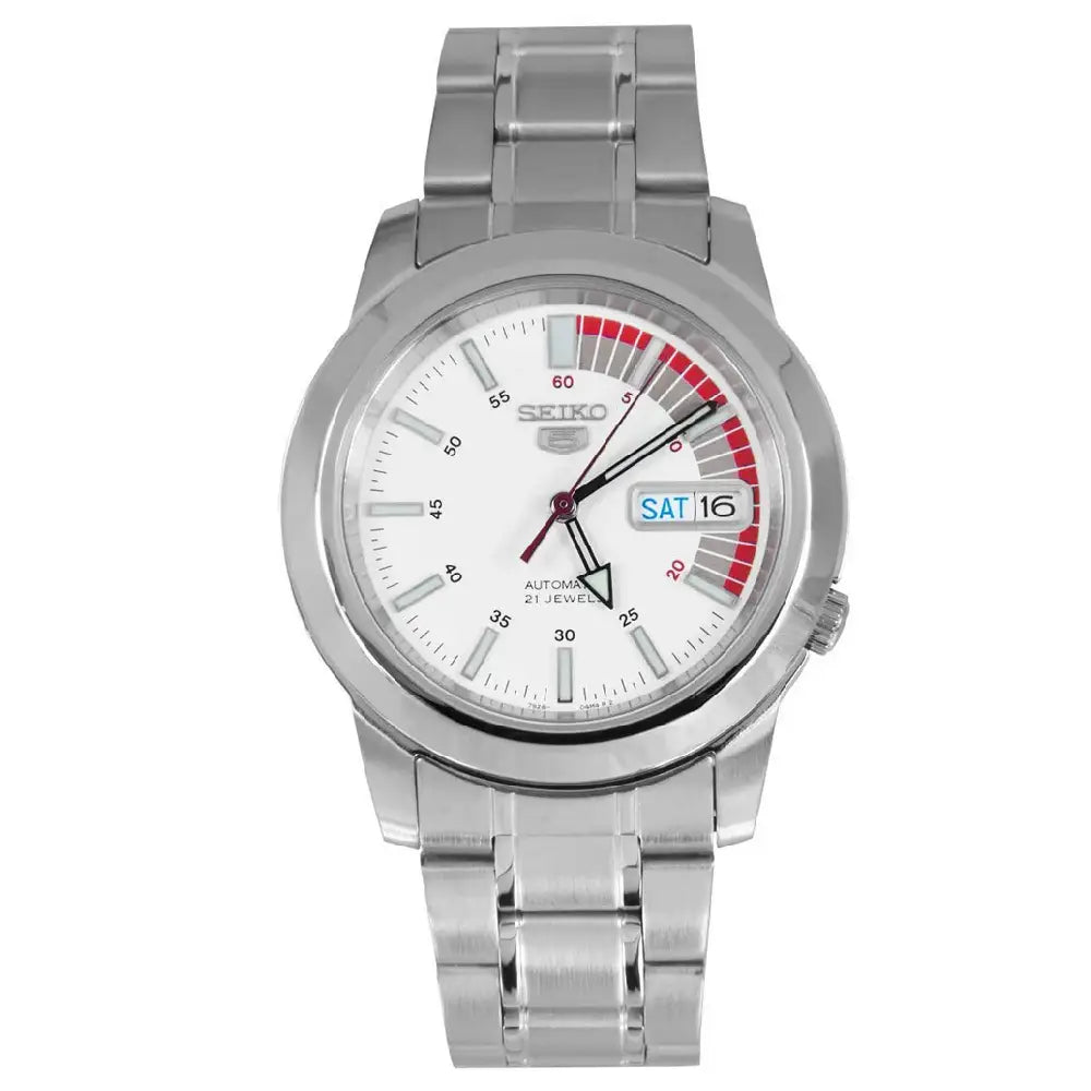 Seiko 5 SNKK25K1 Automatic 21 Jewels White Dial 38mm Stainless Steel Men's Watch