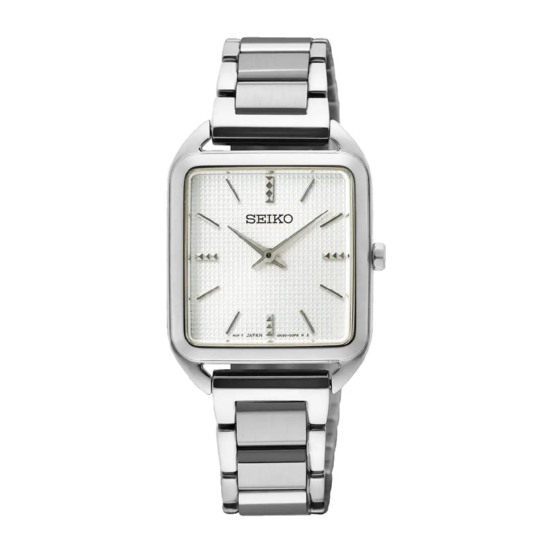 Seiko Essentials SWR073P1 Square Case White Dial 26.0mm Stainless Steel Women's Wacth
