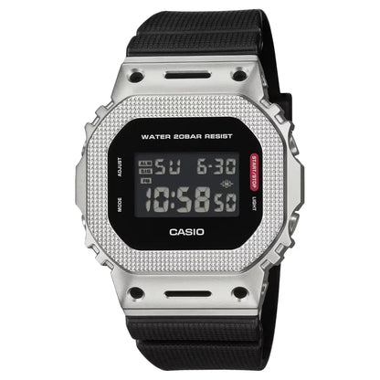 Casio G-Shock "Modern Industrial" Metal Covered GM-5600M-1PR Silver Digital Display 43.2mm Resin Strap Unisex Watch