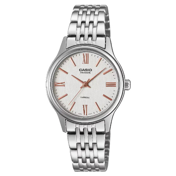 Casio Beside Sapphire BLS-100D-7A White Dial 28.2mm Stainless Steel Women's Watch