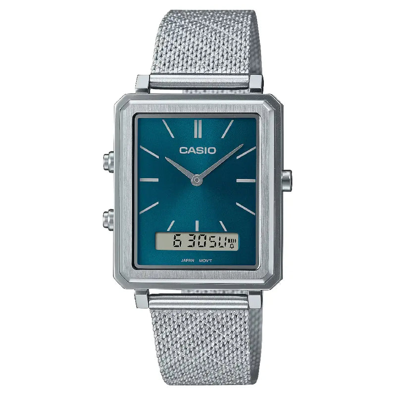 Casio Collection MTP-B205M-3EDF Analog Digital Blue Dial Stainless Steel Men's Watch