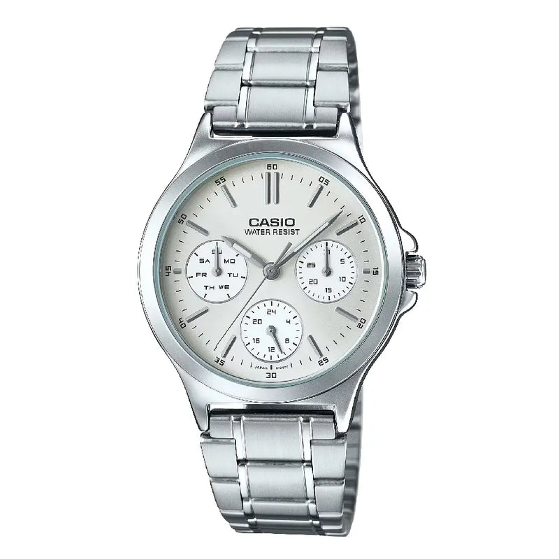 Casio Enticer Ladies LTP-V300D-7AUDF Multi-hand Analog Silver Dial Stainless Steel Women's Watch