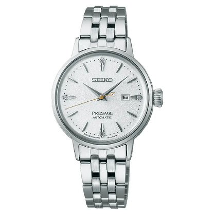 Seiko Presage SRE017 Cocktail Time Automatic "Hot Buttered Rum" White Dial 30.3mm Stainless Steel Women's Watch (Includes Diamond Certificate)