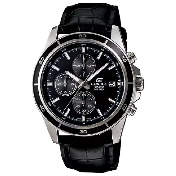 Casio Edifice EFR-526L-1A Black Dial 44mm Leather Men's Watch