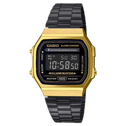 Casio Vintage Digital A168WEGB-1BDF Black Dial Stainless Steel Unisex Watch