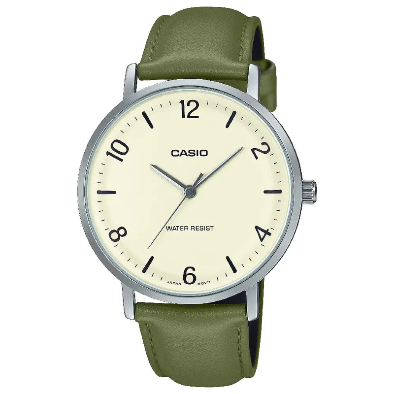 Casio Enticer Analog MTP-VT03L-7BDF Beige Dial Leather Strap Men's Watch
