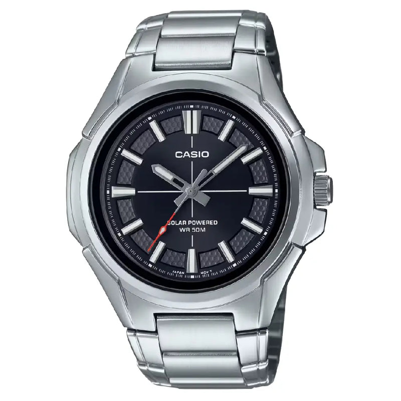 Casio Enticer MTP-RS100D-1AVDF Solar Powered Analog Black Dial Stainless Steel Men's Watch