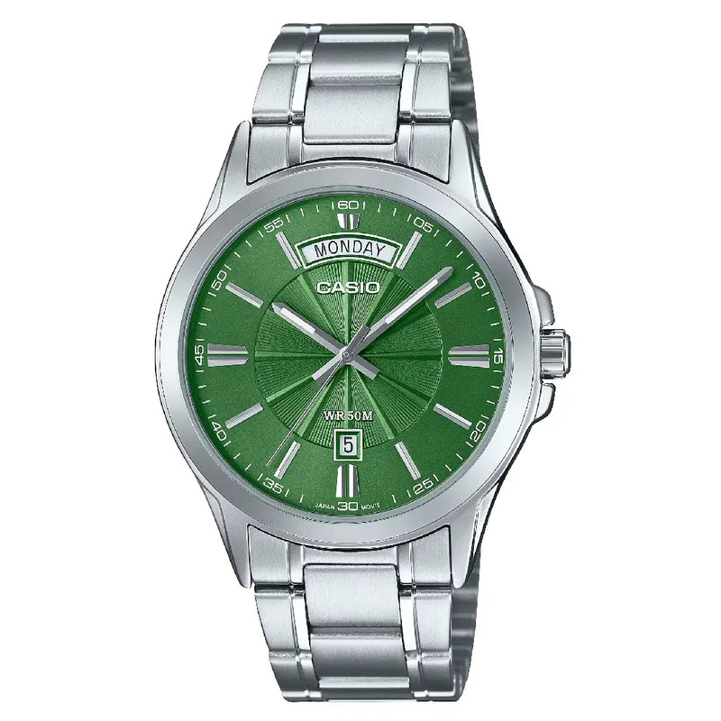 Casio Collection MTP-1381D-3AVDF Analog Green Dial Stainless Steel Men's Watch