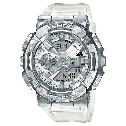 Casio G-Shock GM-110SCM-1ADR "Skeleton Camouflage" Metal Covered Silver Dial 48.8mm Resin Strap Men's Watch