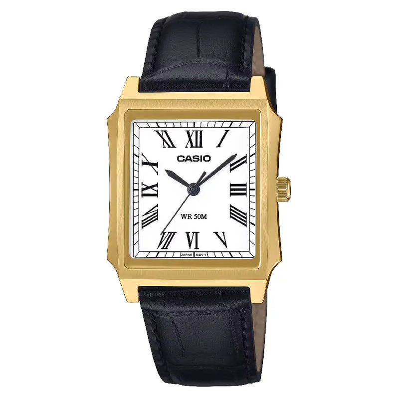 Casio Collection Analog MTP-B190GL-7BVDF White Dial Leather Strap Men's Watch